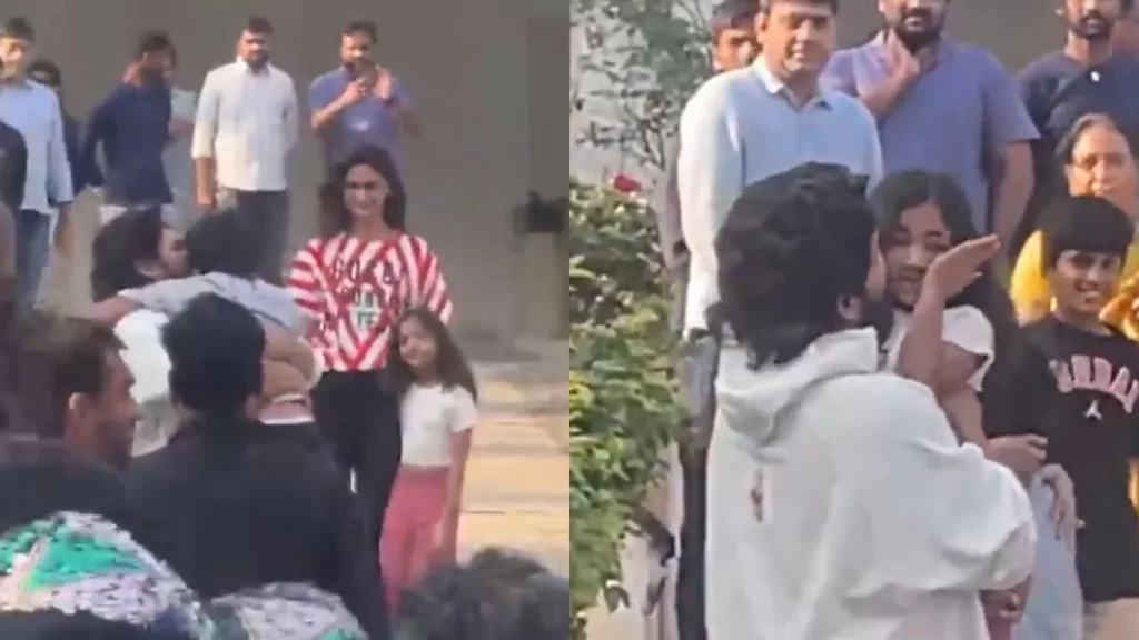 Allu Arjun meeting his wife and children after coming back home from jail. Photo courtesy: Free Press Journal