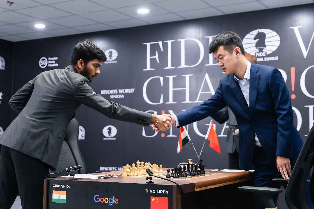 The match lasted five hours and 22 minutes. Photo courtesy: Eng Chin An via x.com/FIDE_chess