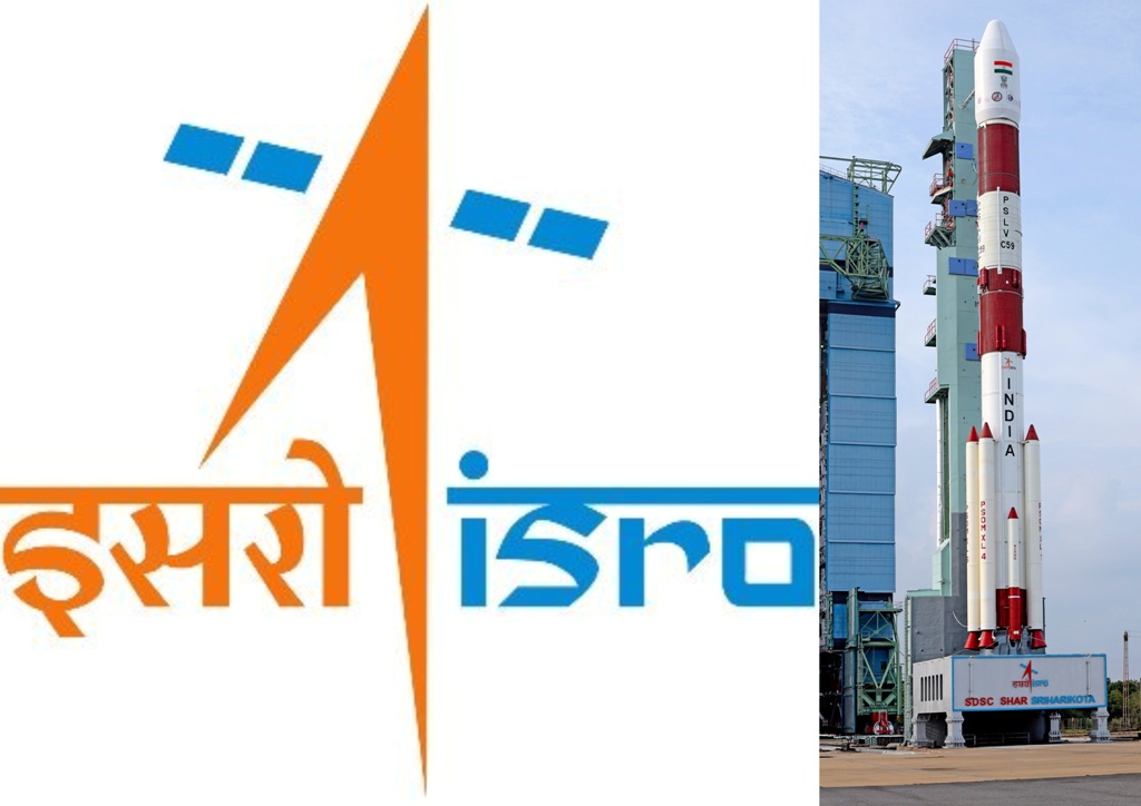 (Left) ISRO Logo, (Right) ISRO's PSLV-C59. Photo courtesy: x.com/isro