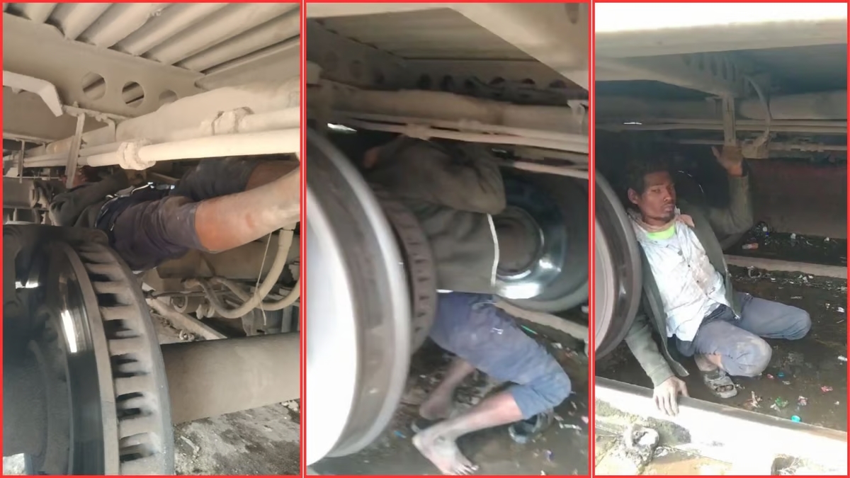 WATCH: Indian man travels 290 kilometres hanging under train’s coach; caught during rolling test