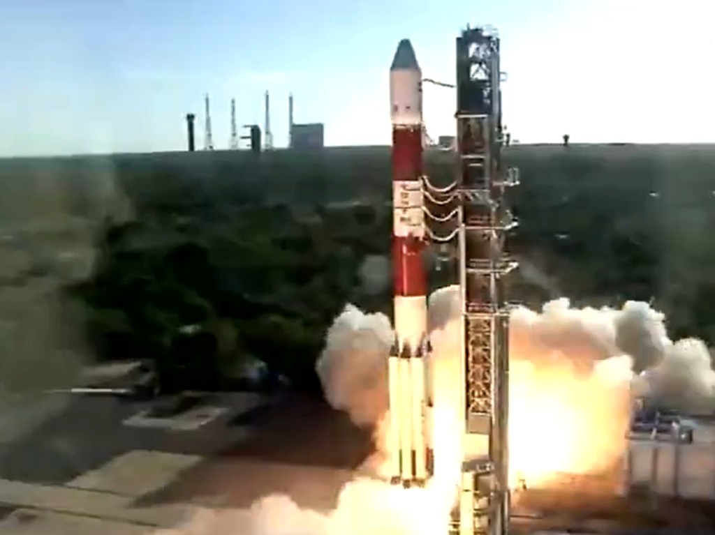 The PSLV-C59 rocket lifts off. Photo courtesy: Screengrab from X