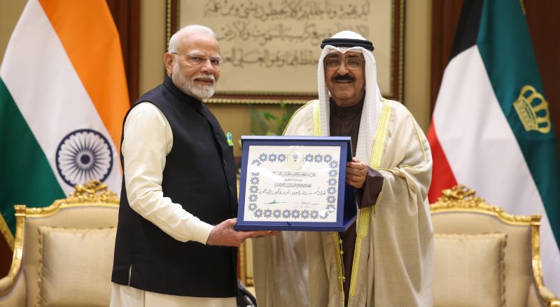 Kuwait bestows Mubarak Al-Kabeer honour on PM Modi