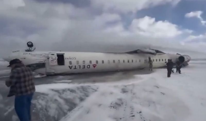 Delta Air Lines flight flips upside down upon landing in Toronto airport, 18 injured 