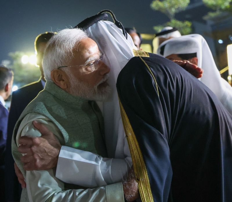 Rare gesture: PM Narendra Modi breaks protocol to welcome Qatar Amir at airport 