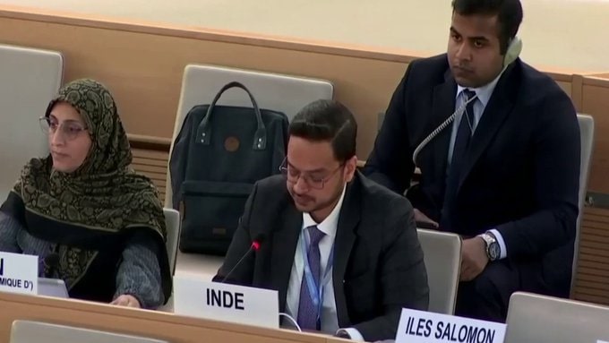 Counsellor at India’s Permanent Mission to the UN in Geneva Kshitij Tyagi used the Right to Reply to take on Pakistan. Photo courtesy: x.com/airnewsalerts