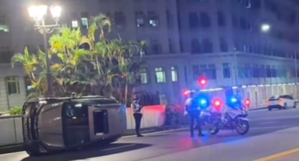 A traffic accident scene in Singapore