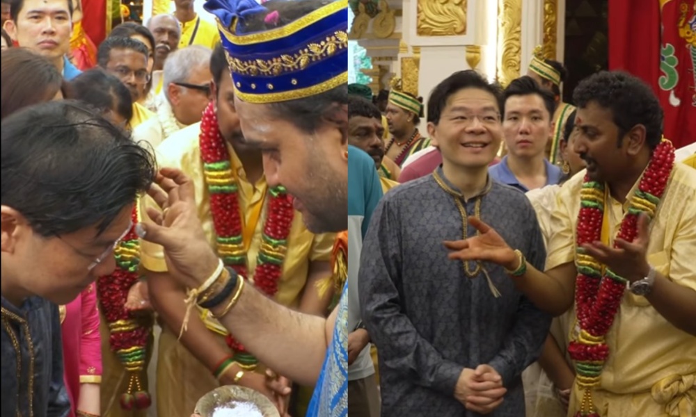 PM Wong at the temple. Photo courtesy: Screengrab from Facebook