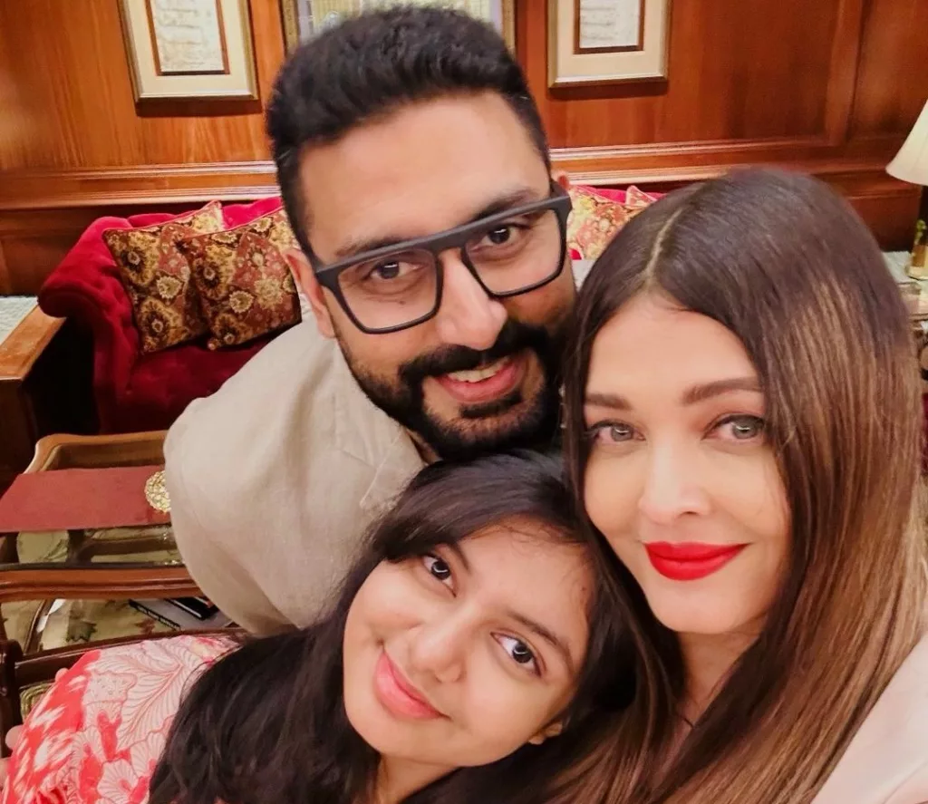 Aaradhya Bachchan with her parents Abhishek and Aishwarya Rai Bachchan. Photo courtesy: Abhishek Bachchan Instagram