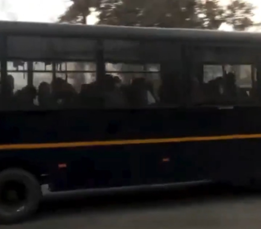 A bus carrying the deportees. Photo courtesy: Screengrab from X