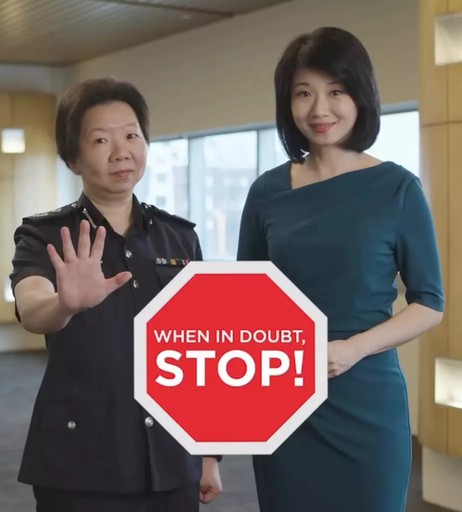 Aileen Yap, Singapore Police Force; with Sun Xueling, Singapore Minister of State