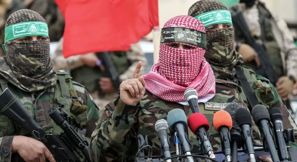 Hamas commanders hold a media  conference