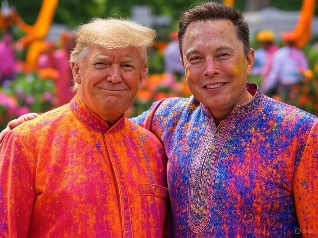 Real or AI? Donald Trump and Elon Musk look great in their Holi getup
