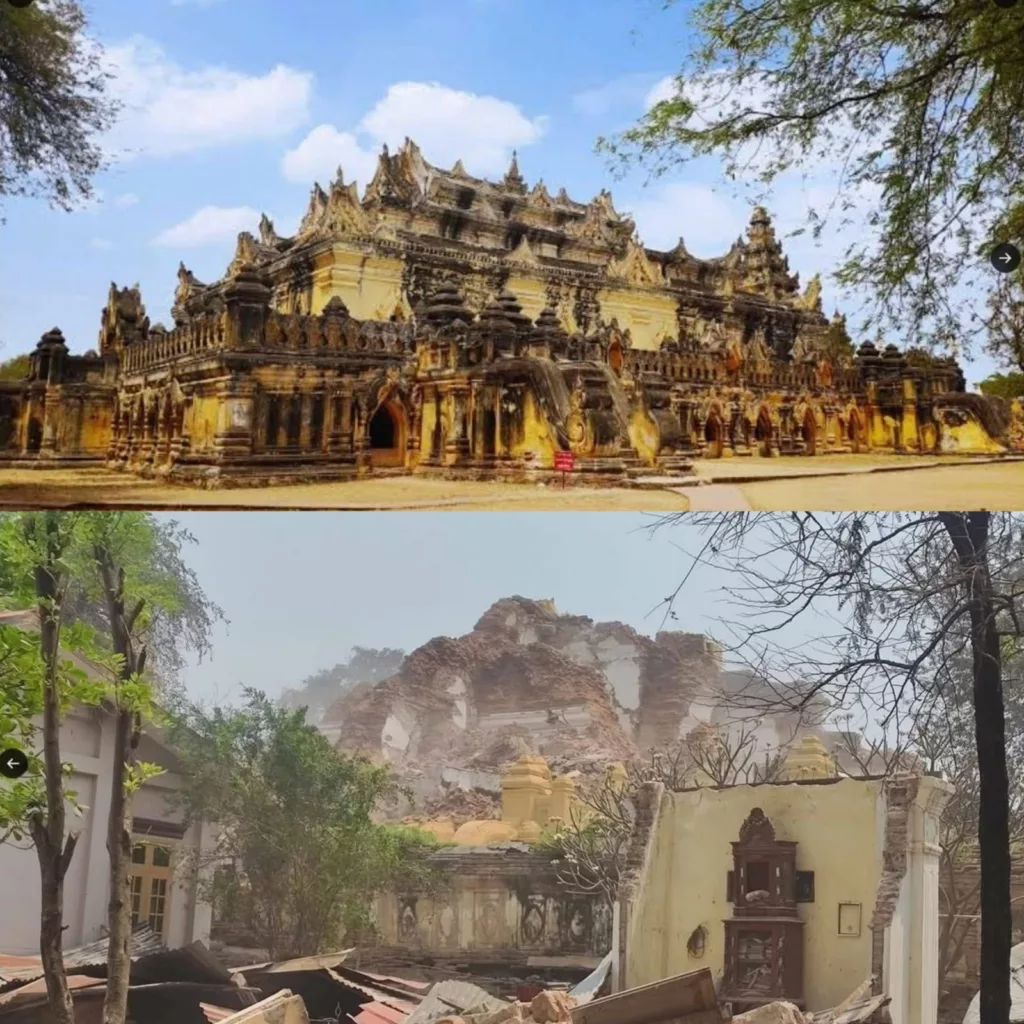 Me Nu Brick Monastery after Myanmar earthquake