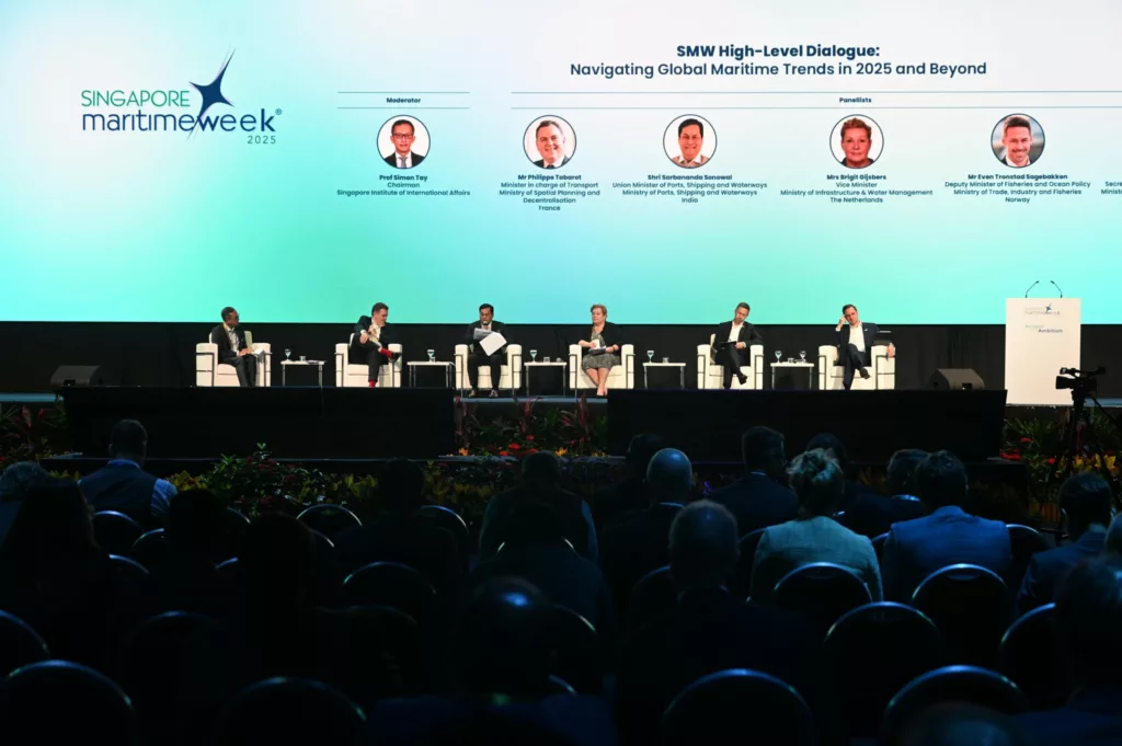 Sarbananda Sonowal attending a panel discussion at the Singapore Maritime Week. Photo courtesy: x.com/sarbanandsonwal