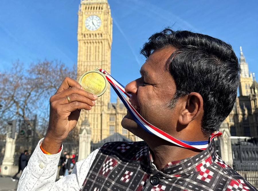 Indian sand artist Sudarshan Pattnaik becomes the first man from the South Asian country to clinch the
