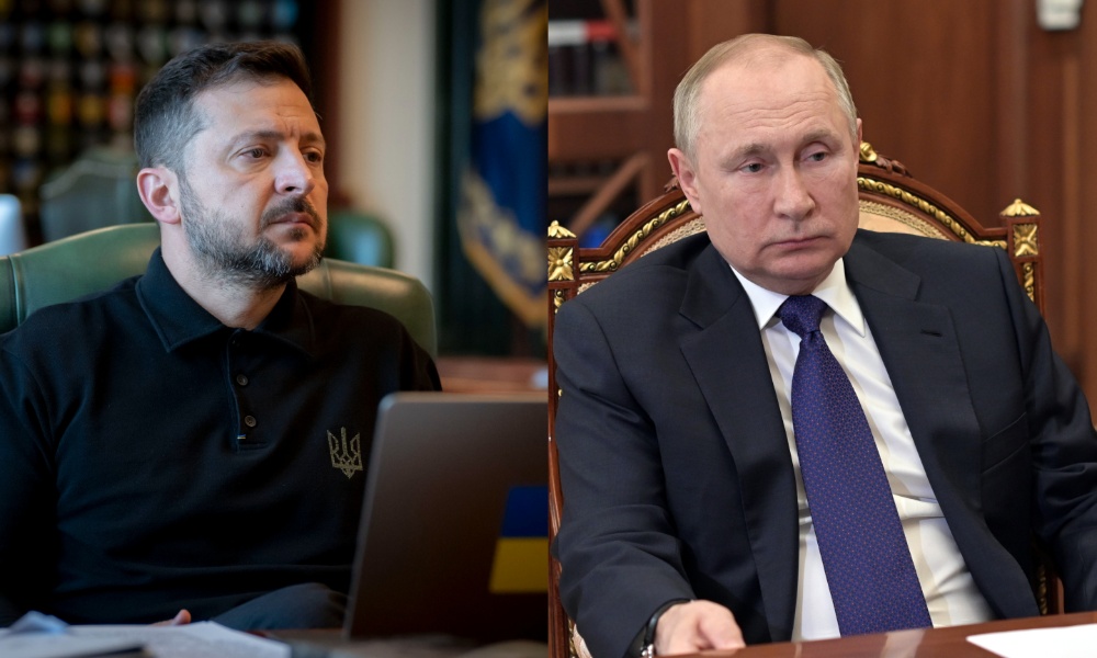 Zelenskyy and Putin collage