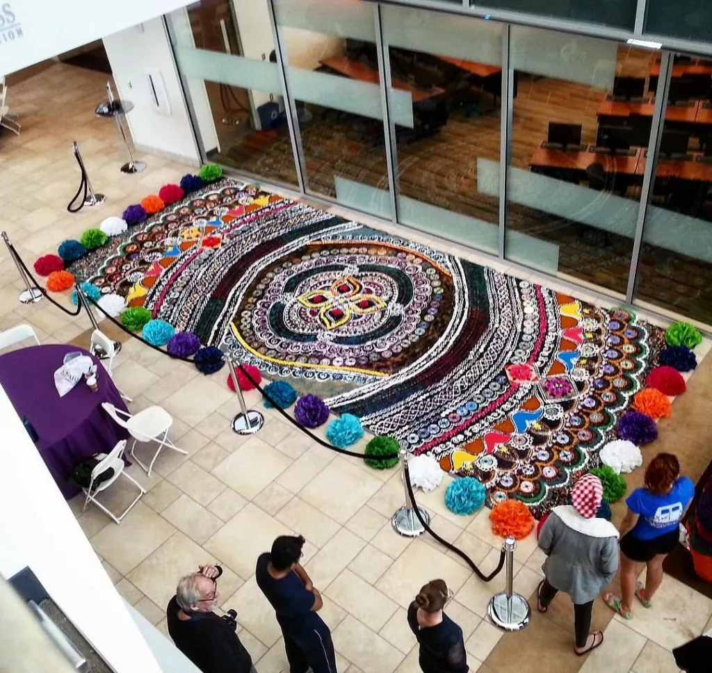 Rangoli made by Vijayalakshmi Mohan and students of the University of Omaha, Nebraska, US