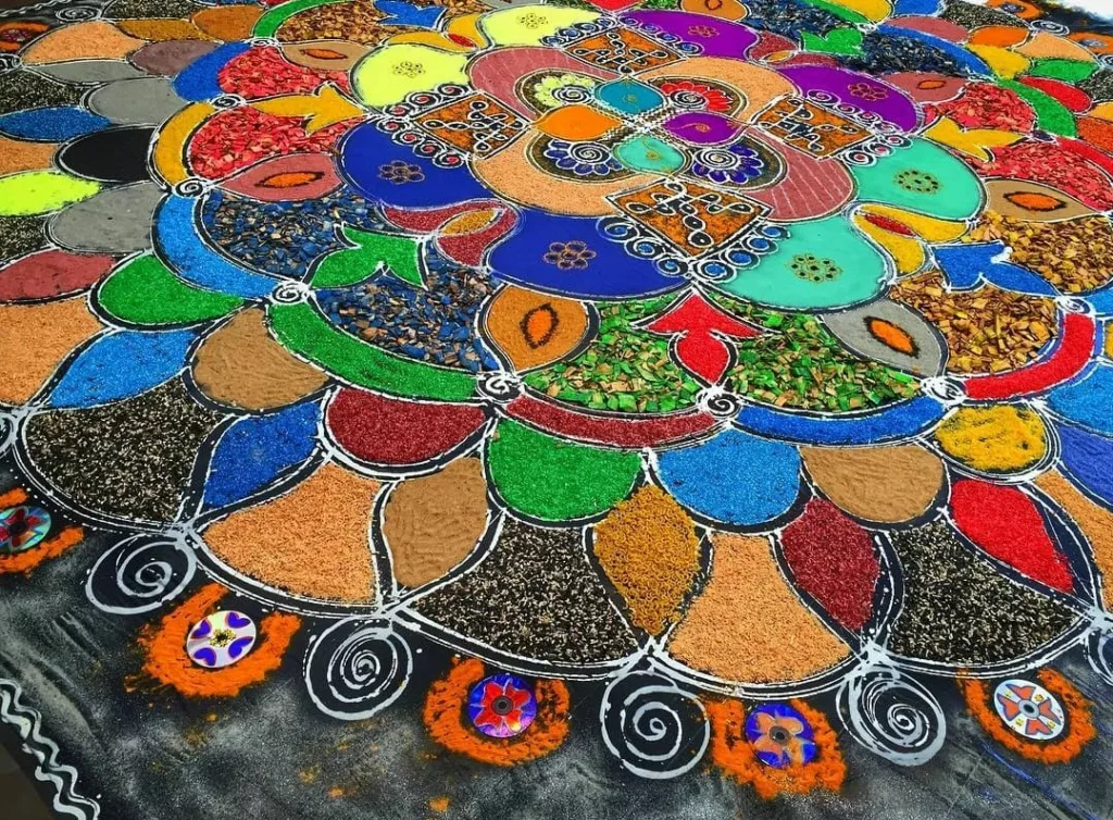 Rangoli made by Vijayalakshmi Mohan during her US tour in March 2016