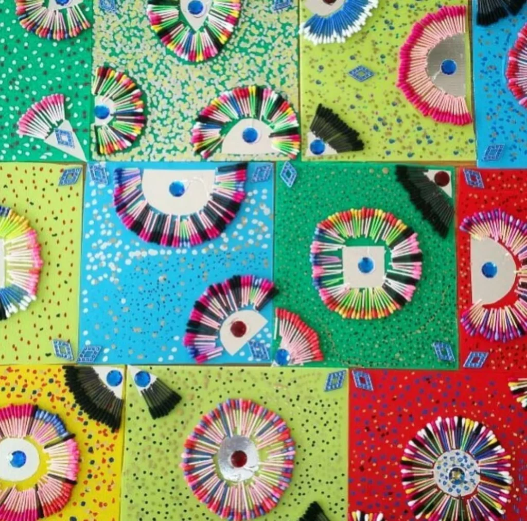 Rangoli with cotton earbuds