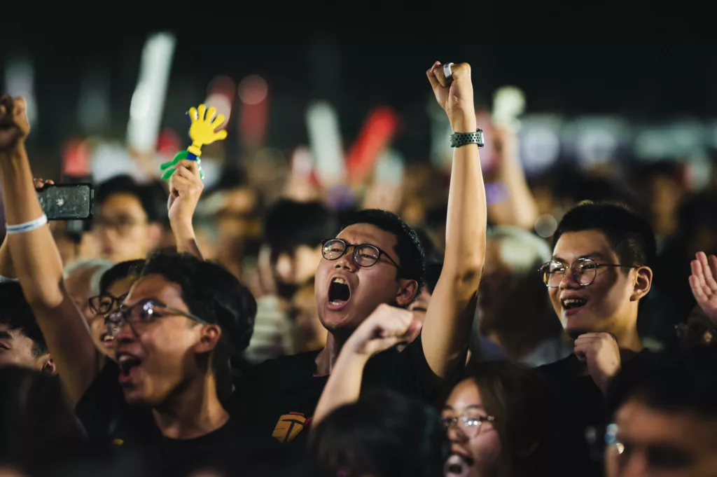Singapore voters at a PAP rally ahead of GE2025