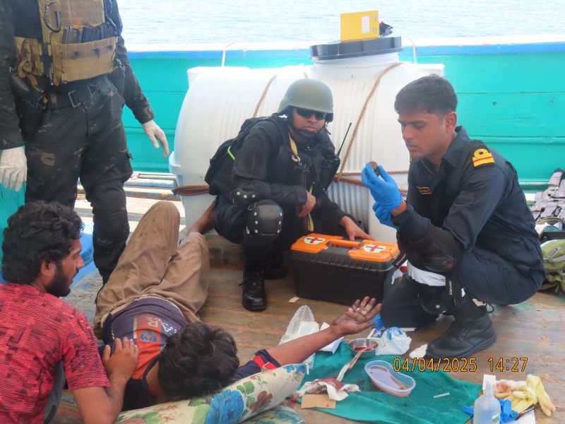 Indian Navy provides urgent critical medical assistance to Pakistani crew on fishing vessel