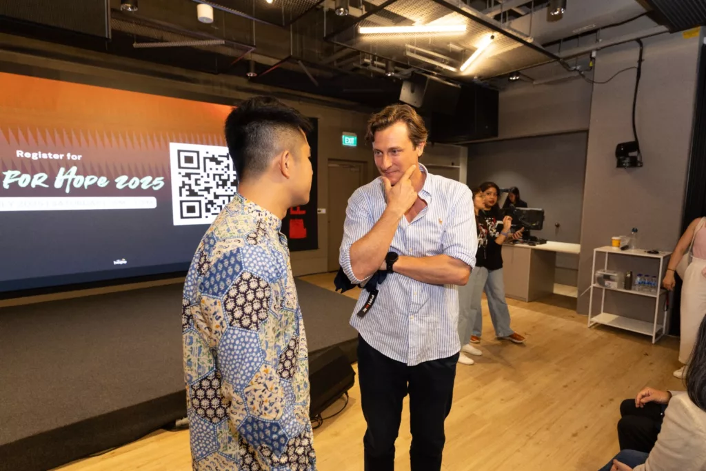 Cai Yinzhou and Ben King at the launch of Walk for Hope 2025

