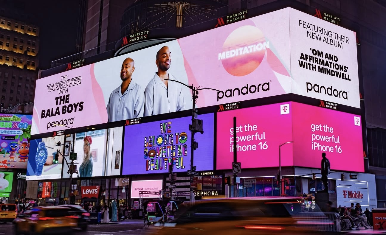 Indian-origin twin brothers from Singapore The Bala Boys featured on NY’s Times Square billboard for wellness music album