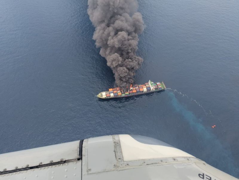 An explosion occurred on the Singapore-flagged container ship MV Wan Hai 503 off the Kerala coast on Monday