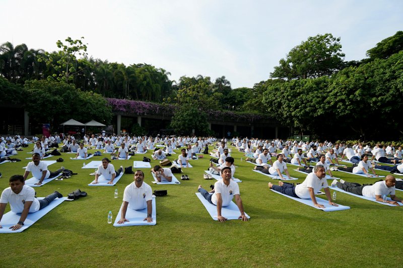 Participants in the 11th International Day of Yoga in Singapore
