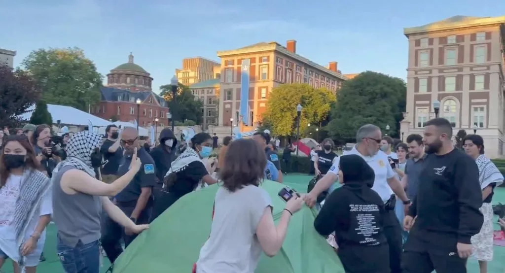 Columbia University students fight with Public Safety Officers