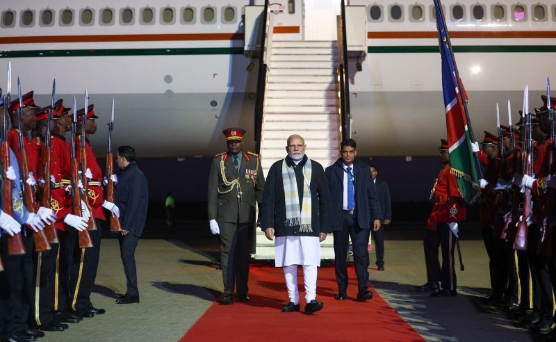 PM Modi describes Namibia as a ‘valued partner’, arrives in Windhoek