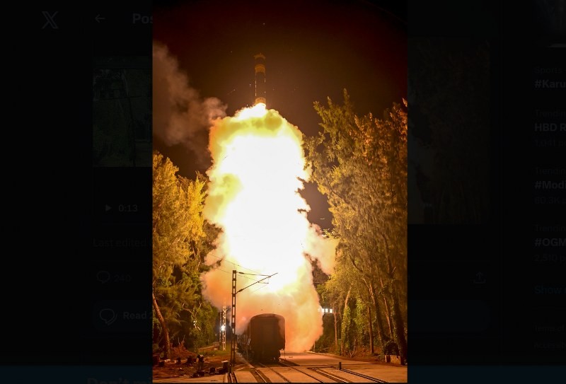 India on Thursday successfully test-fired the intermediate-range, nuclear-capable Agni Prime missile from a rail-based launcher, Defence Minister Rajnath Singh announced on X