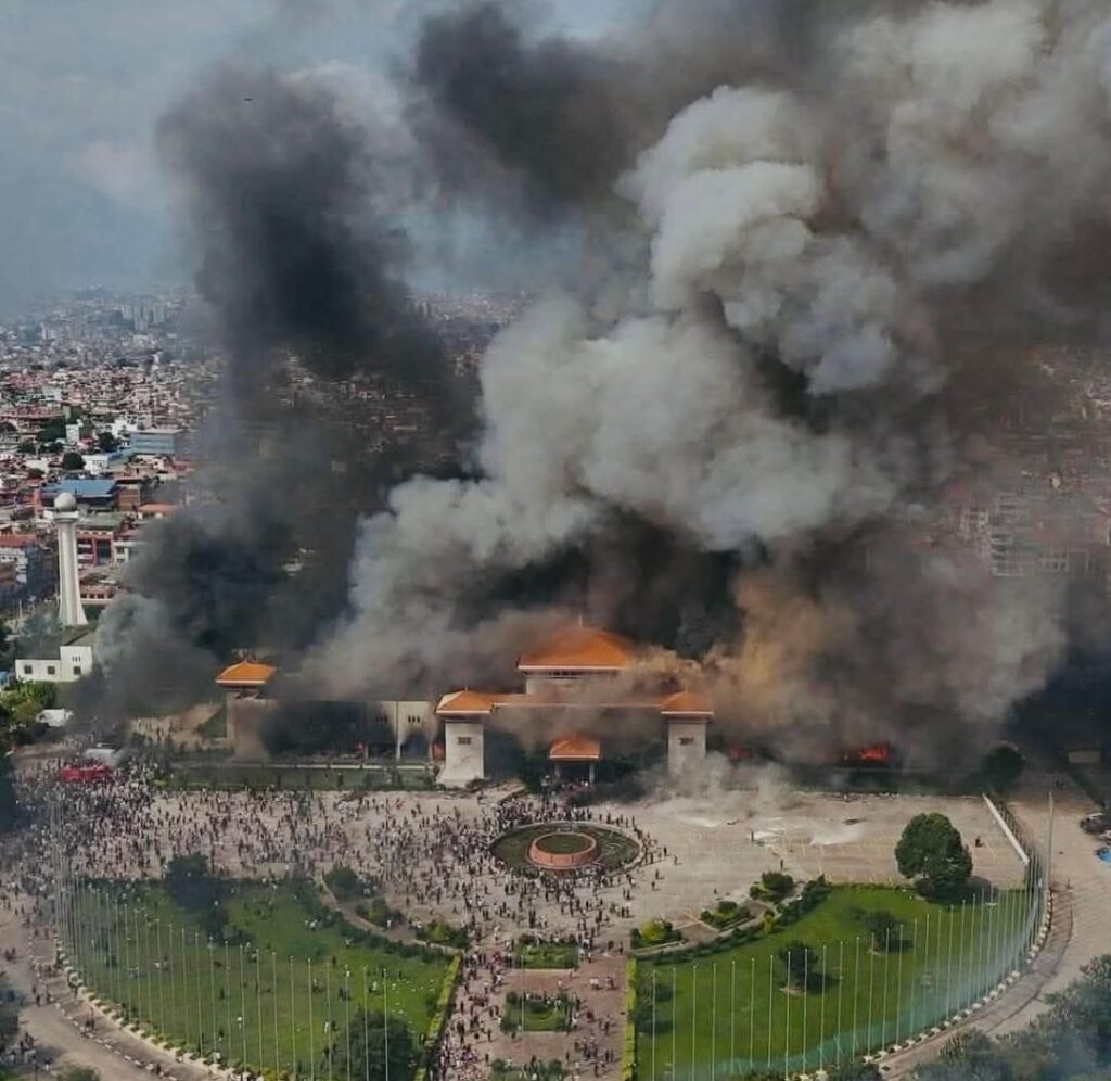 Nepal parliament burns