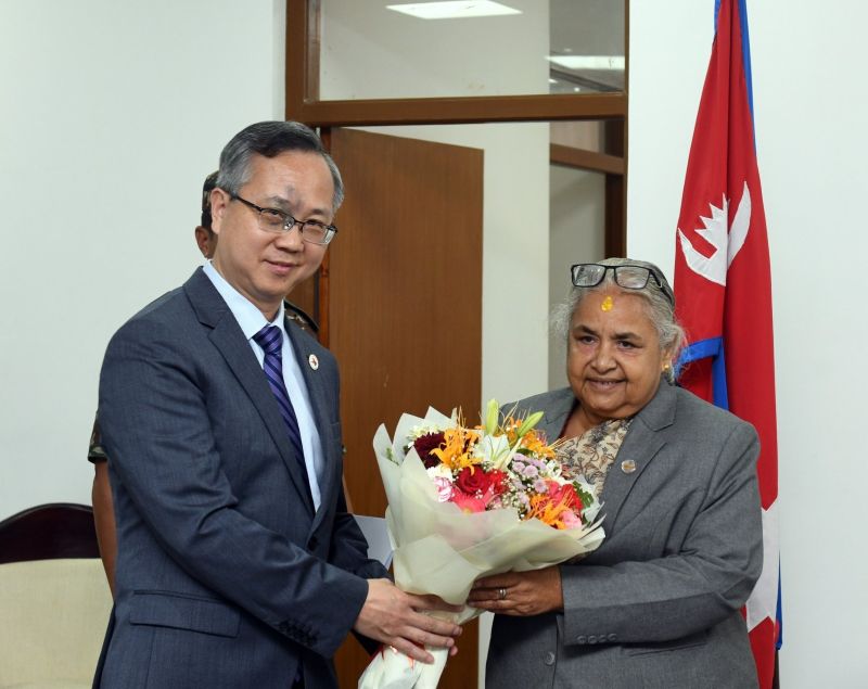 Nepal's interim PM Sushila Karki met the Chinese and American envoys immediately after his telephone conversation with Indian PM Narendra Modi on Thursday.