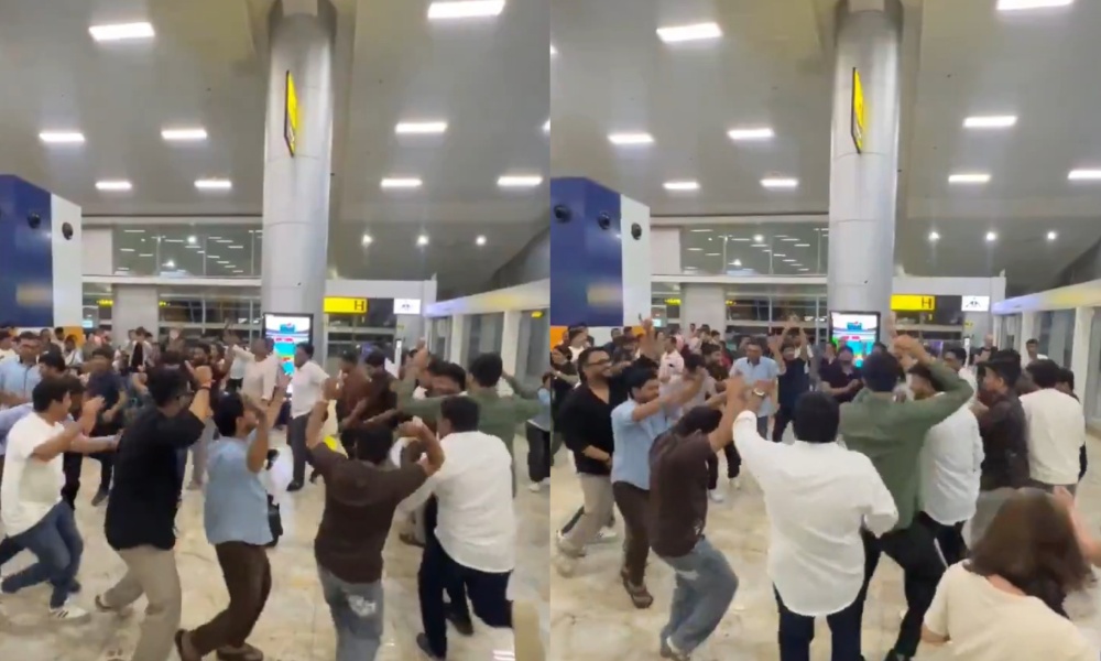 Garba performance at Goa Airport.